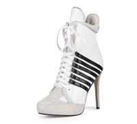 FHVCMTG High Heels Women's Stiletto Ankle Boots Stiletto Lace-Up Short Boot Closed Round Toe Side Zipper Sneaker for Ladies Spring Fall Winter-white||45