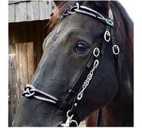FHXYZ Leather Horse Bridles, Soft and Comfortable, Adjustable Size Equestrian Reins with Metal Cheek Buckle for Horse Racing Training Equipment (black)