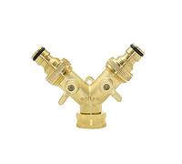 FHYTGBS 1pcs Garden Water Splitters Brass Female 3/4" To 2-way Tap 5/8" Nipple Water Splitter 3/4" Male Y Garden Tap Quick Connector Irrigation Valve (Color : B)