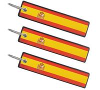 FHZJKJX 3 Pack Spain Flag Spanish Flag Keychain Tag with Key Ring - Keys, Cars, Motorcycles, Backpacks, Luggage and Gifts - EDC