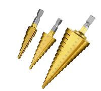 Fi18 3Pcs HSS Step Bits Set High Speed Steel Step Drill Bits Set Cone Drill Bits Hole Cutter for Wood Stainless Steel Sheet Metal