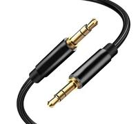Fia Direct 2M/6.6ft - Aux Cable 3.5mm Nylon Braided Aux Lead for Car, Headphone, iPhone, iPad, iPod, MP3 Player, Smartphone, Echo Dot, Tablet, Home Stereos, Laptop and More (Black, 2 Meter)