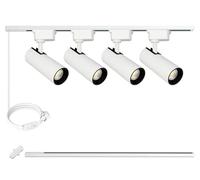 Fiabtool White J&L Track Lighting Kit, 4 Track Lights 3000K 25W 2700lm Energy Saving Super-Bright Dimmable Spotlight with 1M Track Rail, Cool White Adjustable Angle Light Heads