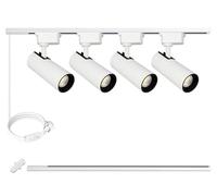 Fiabtool White J&L Track Lighting Kit, 4 Track Lights 6000K 25W 2700lm Energy Saving Super-Bright Dimmable Spotlight with 1M Track Rail, Cool White Adjustable Angle Light Heads