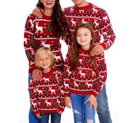 Fiacafyo Christmas Family Matching Sweater Ugly Funny Xmas Jumper Reindeer Snowflakes Knitted Long Sleeve Sweater Holiday Pullover (Kids, 11-12 Years, Style E)