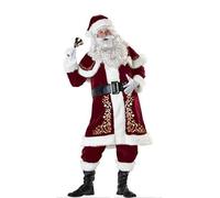 Fiacafyo Men’s Christmas Santa Costume Set Luxury Deluxe Velvet Santa Claus Cosplay Costume Fancy Dress Theme Party Clothes Set (B-Red, 2XL)