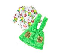 Fiacafyo Toddler Kids Christmas Clothes Baby Boy Girl Green Monster Clothes Furry Long Sleeve Top Pants Cosplay Xmas Outfit (Z-Green, 6-12 Months)