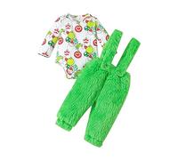 Fiacafyo Toddler Kids Christmas Clothes Baby Boy Girl Green Monster Clothes Furry Long Sleeve Top Pants Cosplay Xmas Outfit (Y-Green, 0-6 Months)