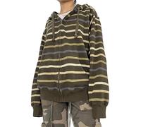 Fiacafyo Women Y2K Zip Up Hoodie Vintage Oversized Graphic Long Sleeve Aesthetic Sweatshirt E-Girl Hip Hop Streetwear Jackets (F-Cyan Stripe, L)