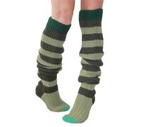 Fiacafyo Women's Wool Knitted Thigh High Socks Cable Fluffy Fall Winter Warm Boot Socks Over-the-Knee Stockings Leg Warmers (B-Dark Green, ONE SIZE)