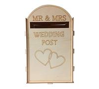 Fiacvrs Wooden Wedding Post Box DIY Mailbox for Reception Wedding Anniversary Party Decoration(Wood color)