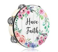 Fiada 10 Inch Adult Tambourine Double Row Jingle, Have Faith