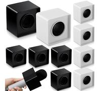 Fiada 10 Pcs Microphone Flag Station Portable Square Cube ABS Foam Mic Flag Logo Studio Equipment Microphone Accessories for Reporter Host Interview (White, Black)