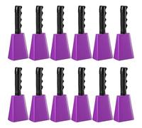 Fiada 12 Pcs Cow Bell 8 Inch Noise Makers for Sporting Events Loud Hand Bell Musical Cheering Cowbell with Handle for Football Classroom Graduation School Events (Purple)