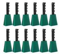 Fiada 12 Pcs Cow Bell 8 Inch Noise Makers for Sporting Events Loud Hand Bell Musical Cheering Cowbell with Handle for Football Classroom Graduation School Events(Green)
