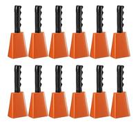 Fiada 12 Pcs Cow Bell 8 Inch Noise Makers for Sporting Events Loud Hand Bell Musical Cheering Cowbell with Handle for Football Classroom Graduation School Events (Orange)