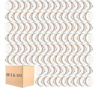 Fiada 120 Set 4 Inch Wedding Tambourines Bulk for Adults Wooden Hand Held Drum with Metal Jingles, Gift Tags, White Tambourine Gift Musical Instrument for Church Wedding Party Favor