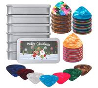 Fiada 24pc Christmas Guitar Tin Pick Gift for Acoustic Guitar Celluloid Plectrums for Electric, Acoustic, Bass & Ukulele Includes 0.46mm, 0.71mm, 0.96mm(Color Random)