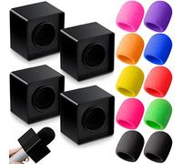 Fiada 4 Pcs ABS Microphone Flag Station with 10 Pcs Foam Cover (Black, Colorful)