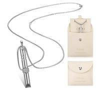 Fiada Breathing Necklace Anxiety Relief Stress Relief Mindful Meditation Chain Breathwork Tool with Portable Jewelry Bag for Men Women Relaxation Calming Down Whistle(Novel Style)