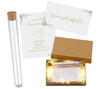 Fiada Communion Confirmation Gift Box Including A Plastic Test Tube With A Greeting Card, Ribbon, String of Lights, Raffia Grass and A Gift Box (Communion Dove of Peace)