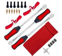 Fiakaon Flywheel Puller Motorcycle Bicycle Tire Changing Levers Repair Tool Set Tire Spoon Lever Protector Valve Cap Cores For Bike Clutch Drive Plate Aligning(23Pcs)