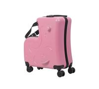 fiakoais Kids Ride On Suitcase, Toddler Luggage with Wheels, Childrens Hardside Spinner Trunk for Travel, Cabin Carry On 20 Inch Ride on Luggage, Seat, 360 Spinner Wheels, for Girls (Pink)