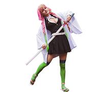 Fiamll Demon Hunter Japanese Kimono Anime Cosplay Costume Halloween Outfits for Kimetsu no Yaiba, Kanroji, XL