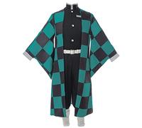 Fiamll Demon Slayer Kimetsu no Yaiba Japanese Kimono Anime Cosplay Costume Halloween Outfits, Tanjirou Kamado, XL