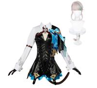 Fiamll Genshin Lynette Cosplay Costume Lynette Cosplay Outfit Blue Costume Full Set Carnival with Wigs M