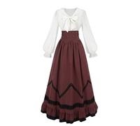 Fiamll Medieval Costume Women's Victorian Dress Renaissance Dress Women's 1900s Renaissance Costume Medieval Vintage Skirt Victorian Blouse Set