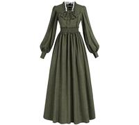 Fiamll Medieval Dress Women's Elegant Renaissance Maxi Dress with Long Sleeve Vintage Dress for Theme Party and Carnival S