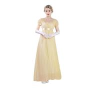 Fiamll Regency Dresses Women's Empire Waist Victorian Ball Gown Regency Dress from 19th Century Parties, Earthy yellow, L
