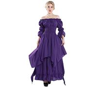 Fiamll Victorian Dress Renaissance Costume Women Gothic Witch Dress Medieval Wedding Dress, Purple, 2XL/3XL