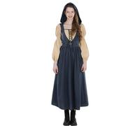Fiamll Women's Medieval Dress with Hood - Vintage Cosplay Dresses with Belt, Long Sleeve Renaissance Dress for LARP Fancy Dress, Halloween, L