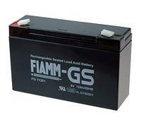 Fiamm FG11201 Lead Acid Battery 6,0volt 12.000 mAh with 4.8 mm Socket Connectors