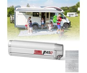 Fiamma F45S 425cm Awning Roll Out Sun Polar White Case, Royal Grey Fabric InUK
