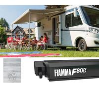 Fiamma F80S 340 Motohome Awning Camping Campervan Deep Black - Royal Grey Fabric