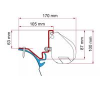 Fiamma VW T6 F35 Awning Adapter Kit VW T6 Kepler L2 Black Brackets - 98655Z033