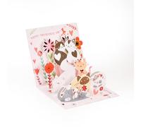 FIAMR 3D pop-up greeting card, multi-layer Paper Cuttings greeting card open pop-up scene design,Cute patterns express the festive atmosphere - with envelope and blank label (Cats)