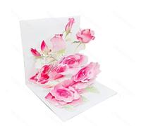 FIAMR 3D Pop up Valentine's Day greeting card, Valentine's Day Exquisite pink rose pattern Love greeting card to Send to Her/His Couple/Husband/Wife Anniversary holiday card