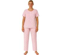 FIANA FASHIONS Women's Round Neck Short Sleeve Pyjamas Set Nightwear Ladies Two Piece Cotton Comfy Sleepwear Pjs Soft Loungewear (Design & Colors May Vary) Peach