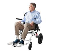 Fianao Ultra-Light Folding Transport Wheelchair 14lbs, Seat 20-Inch Width with Telescopic Handle, 120kg Capacity Portable Travel Chair for Adults Seniors White M