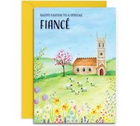 Fiancé Happy Easter Card - A5 Size with Envelope
