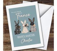 Fiance Personalised Easter Card Bunnies | Personalised Easter Card For Fiance, Him, Animals