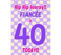 Fiancee 40th Birthday Card (Purple Spots) - From Greeting Blank Inside Envelope Included Gift Idea UK