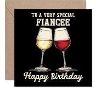 Fiancee Birthday Card - Bday Wine - Happy Birthday Card for Fiancee from Fiance Partner, 145mm Wine Greeting Cards
