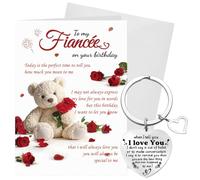 Fiancée Birthday Card for Her, Romantic Gift with Envelope and Keyring, Cute Birthday Card for Women, I Love You Fiancée Gift, Ideal for Girlfriend, Bride-to-Be or Future Wife