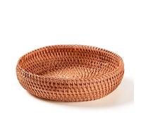 Fianviup Small Round Wicker Key Bowl Basket for Entryway Table, Wicker Storage Basket for Remote Control, Wallet, Cell Phone, Catch All Bowl Tray for Small Item Display, Candy, Cracker and More