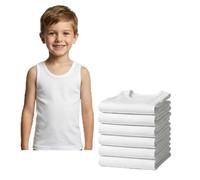 Fiary Trendz 6 Pack Boys Vests Underwear - 100% Cotton White Thermal Tank Tops, Warm Sleeveless Kids Base Layer for School Uniforms & Soft Childrens Shirts (Size: 9-11 Years)